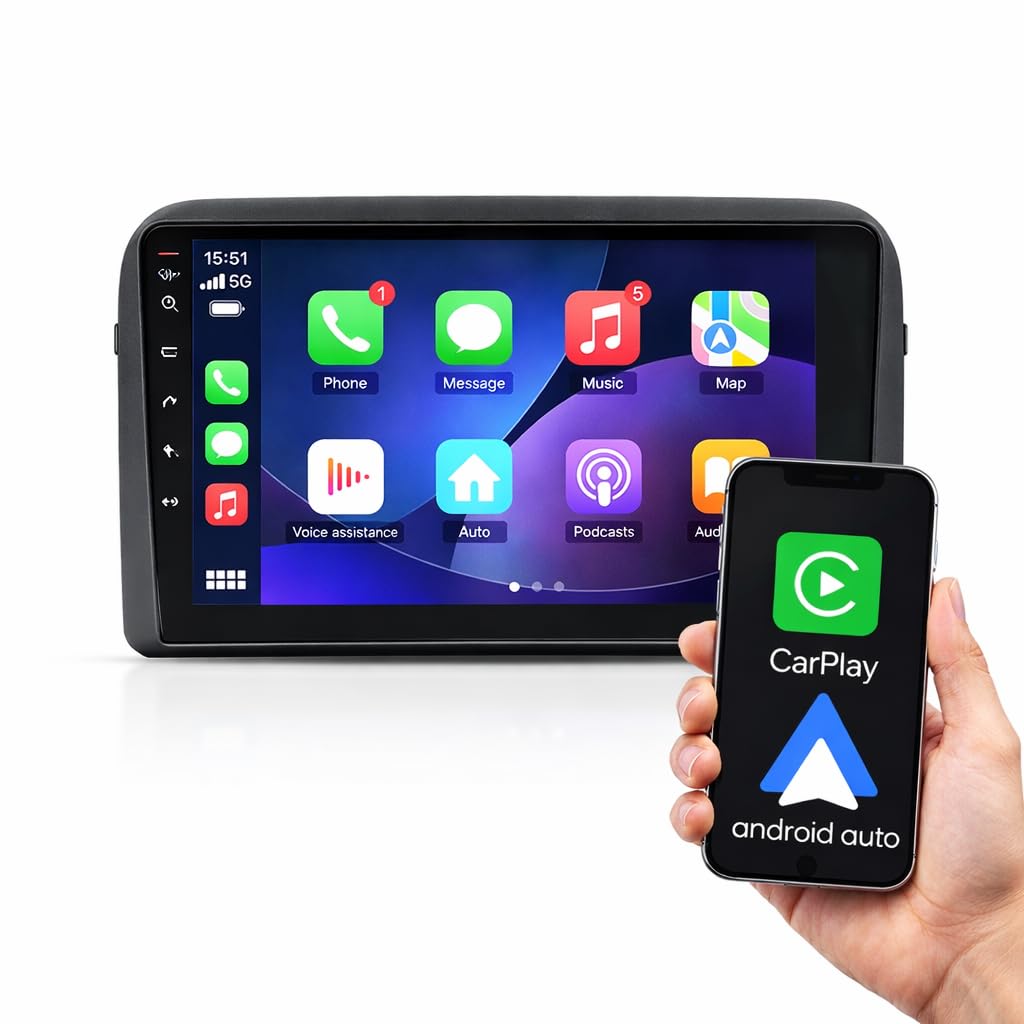 VIBEX Autoradio 9 Pollici per FIAT CROMA 2005-2012 con Wireless CarPlay e Android Auto, Touchscreen HD, Navigatore GPS, Bluetooth, WiFi,USB, Comandi al Volante
