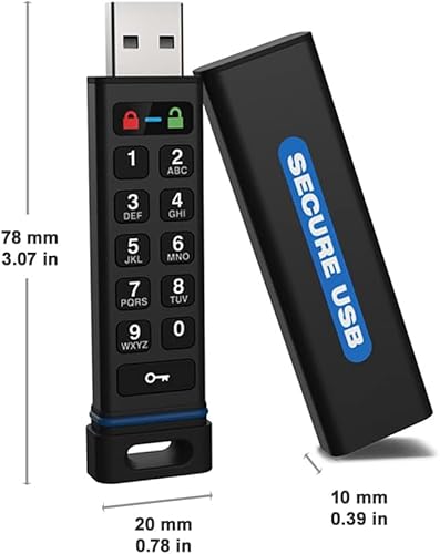 Miniatura 9 de SecureData SecureUSB KP 64GB Unidad flash USB 3.0 cifrada por hardware, FIPS 140-2, nivel 3, desbloqueo a través del teclado compatible con AAA,