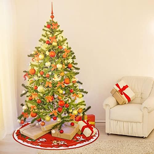 Dreamtop Merry Christmas Tree Skirt Red Truck Christmas Tree Snowman Pattern Xmas Tree Skirt Mat Xmas Holiday Party Ornament Christmas Tree Decorations Indoor Outdoor 35.4 inch