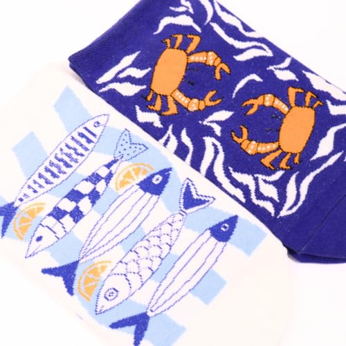 Image of THELA GAADI 100% Combed Cotton Funky Printed Socks for Girls & Women, Cute & Quirky Low Cut Ankle Length Socks, Odour Free, Breathable, Free Size, Pack of 2 Pairs