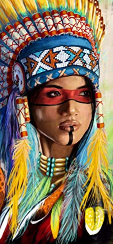 KOTART Diamond Painting Kits for Adults 16x31.5 Full Drill Native American Indian Woman 2 - DIY Diamond Cross Stitch Patterns Dreamcatcher Feather Set with Tools, Accessories, Supplies – Adults