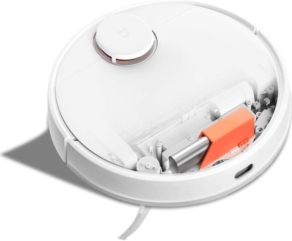 A dalt view of the Xiaomi Mijia Robot Vacuum Cleaner with lid open