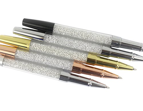 Gullor 5PCS Bolígrafos Gel con Cristales, Tinta Negra miniatura 5