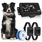 Electric Fence for Dogs, Underground Dog Fence System, Rechargeable Upgraded Electric Dog Fence with 2 Rechargeable Waterproof Collars, Tone & Shock Correction, 984Ft Underground Boundary