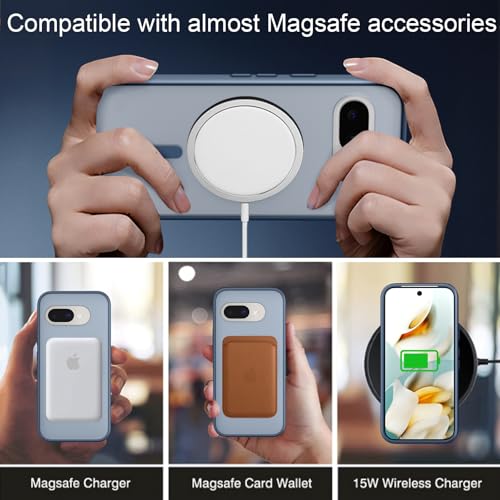 Image of X-level for Google Pixel 9A Case Compatible with MagSafe, Military Grade Drop Protection,Slim Translucent Matte Back Cover Shockproof Anti-Scratch Magnetic for Google Pixel 9A Phone Case,Blue