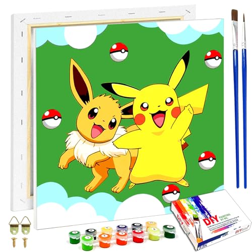 shinesky Malen Nach Zahlen Anime mit Rahmen 20 x 20cm DIY Handgemalt Ölgemälde Kit für Kinder und Erwachsene Anfänger Paint by Numbers Cartoon für ab 6 7 8 9 10+ Jahre Mädchen jungen