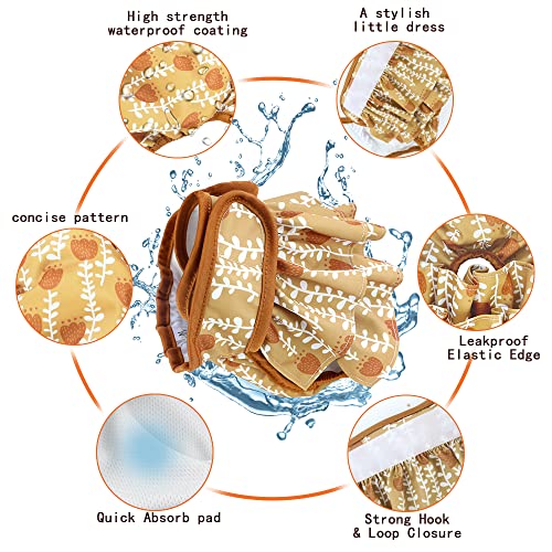 Hi Sprout Female Dog Diaper Reusable Washable Durable Absorbent Cloth Doggie Diapers Pants- Dog Dresses Mini Skirt - Brown Bellflowers Xs #TOP5