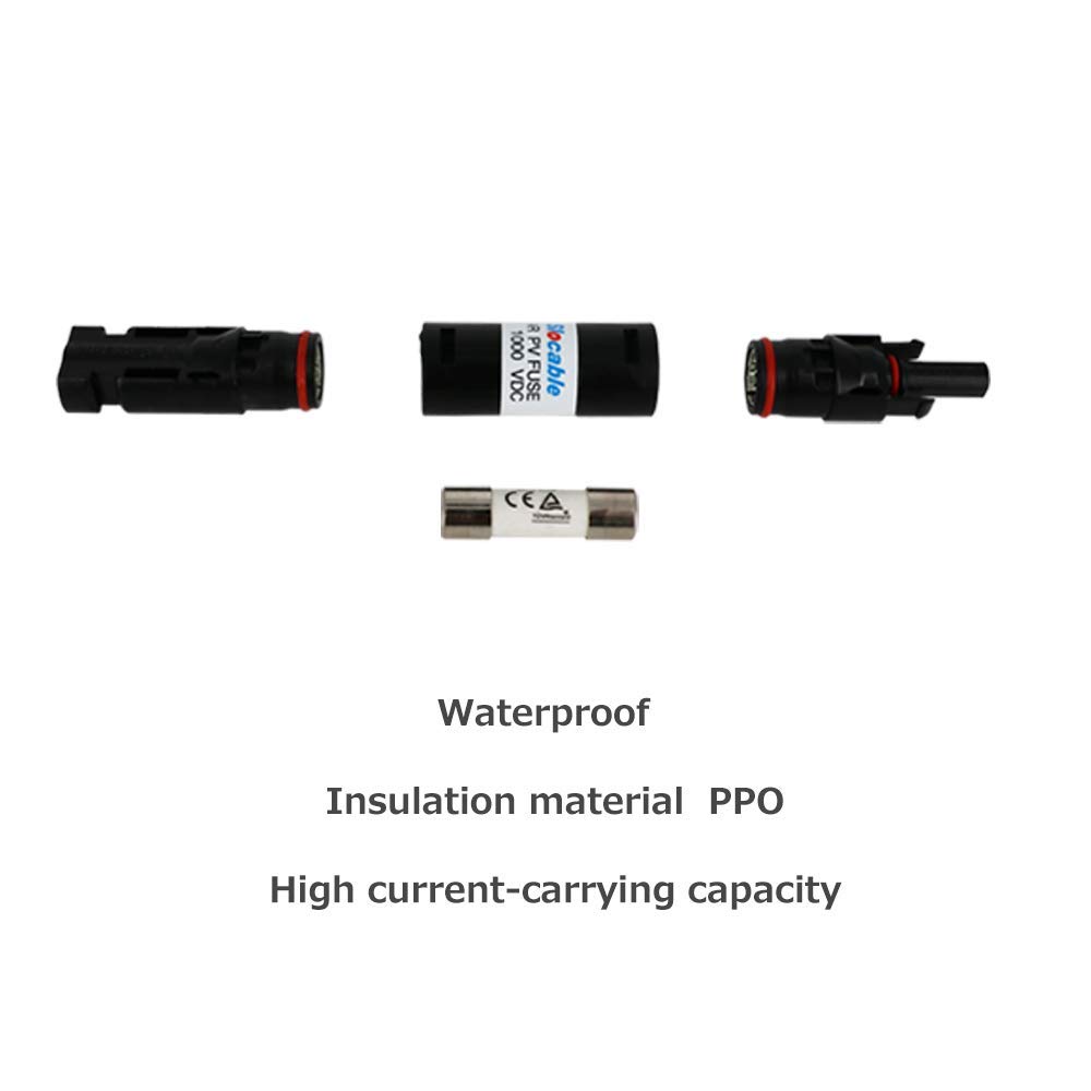 Renogy 20A Male and Female Connector Waterproof in-Line Holder w/Fuse, 20A, Black