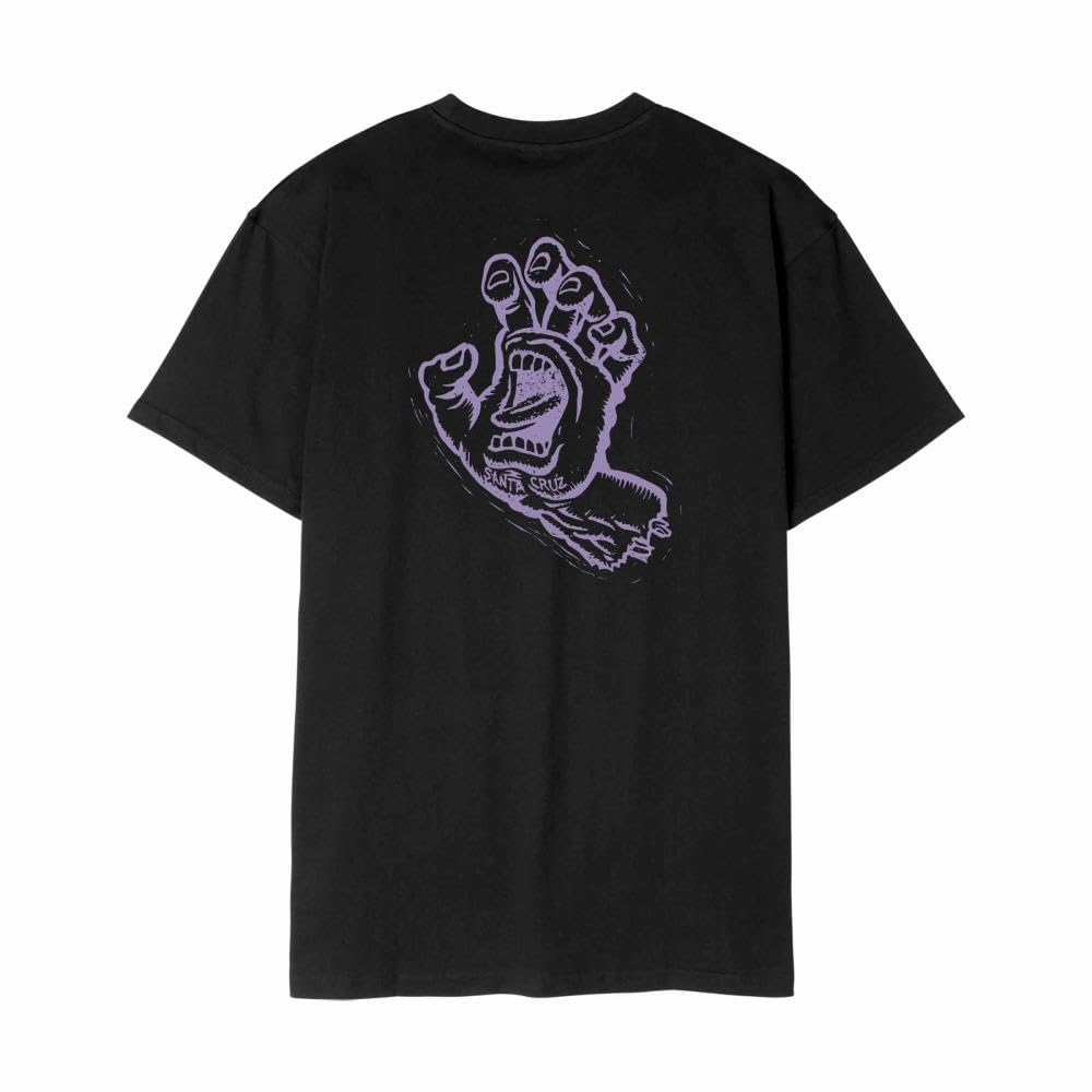 Santa Cruz Men's Black T Shirt Stamped Screaming Hand Backprint Cotton Tee Top Tshirt Large