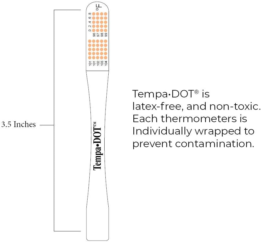 TempaDOT 100 Pack - Fahrenheit – Single-Use Clinical Thermometers for Oral or Axillary Use – Highest Accuracy & Prevention of Patient Cross-Contamination