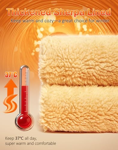 Pudolla Men's Sherpa Lined Sweatshirts Warm Soft Crewneck Sweatshirts Heavyweight Winter Pullover Kangaroo with Pouch Pocket3