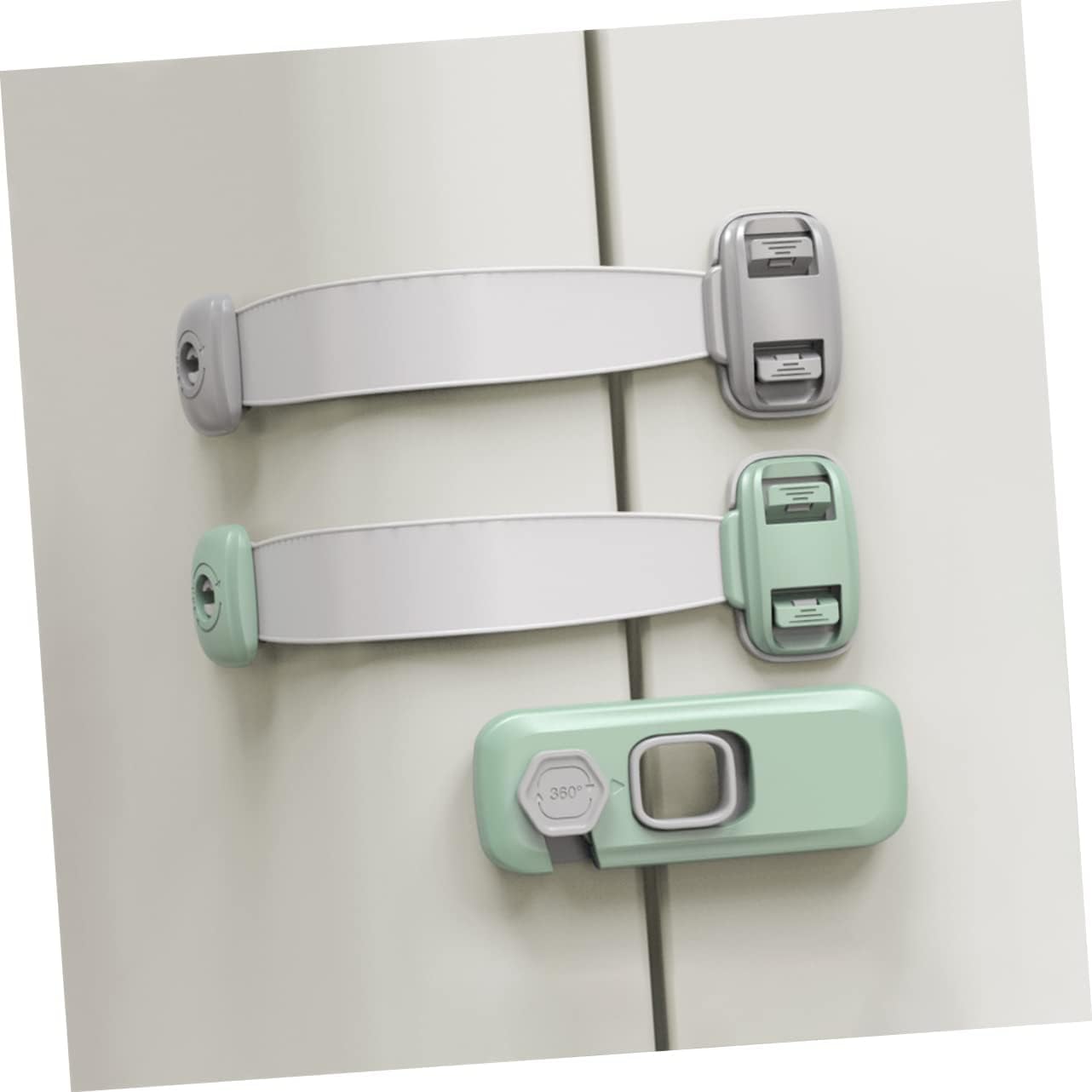 Juego de 5 cerraduras de seguridad para niños, cerraduras de armario de bebé, cerraduras de refrigerador, cerraduras de horno, solución segura gris a prueba de niños para el hogar, fácil instalación y