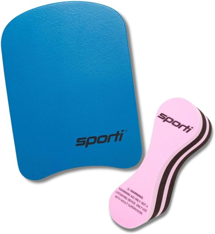 Sporti Junior Kickboard & Pink Pull Buoy Set: Fun & Effective Tool for Young Swimmers' Strength & Technique