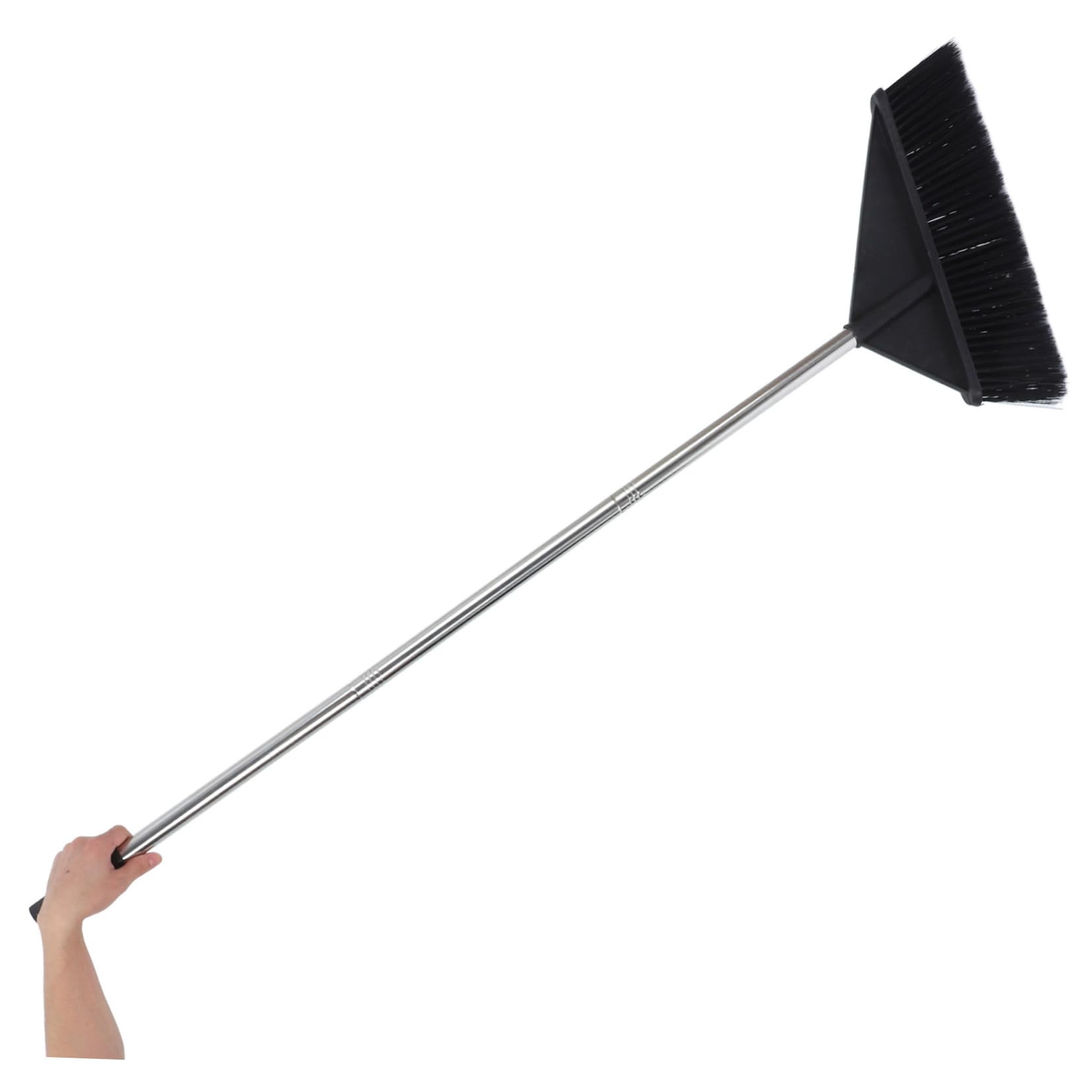 Besen mit Steifen Borsten Großer Kehrbesen mit Langem Stiel aus Robustem Material für Garten Terrasse Hof und Bodenreinigung Innen und Außen Schwarz