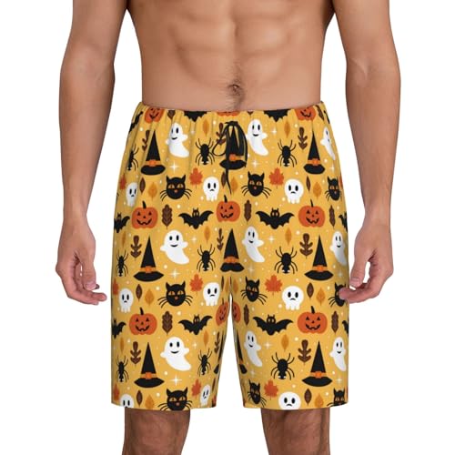 Mens Pajama Pants - Halloween Ghost Pumpkin Sleep Shorts Mens Pajama Shorts, Comfy Pj Pants for Mens Lounge Shorts3