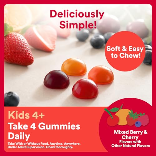 Image of SmartyPants Organic Kids Multivitamin Gummies: Probiotics, Omega 3 (ALA), Vitamin D3, C, Vitamin B12, B6, A, K & Zinc for Immune Support, Biotin, Three Fruit Flavors, 120 Count (30 Day Supply)
