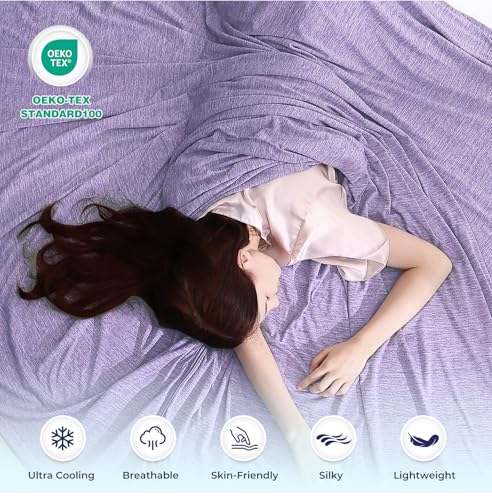 Image of Luxear Cooling Blanket for Summer Throw Arc-Chill 3.0, 200x220cm,Purple | Keep Cool For Sofa Bed, Comfort Soft Lightweight Nap Fabric Breathable Adult Baby Children Pet Dog King Size