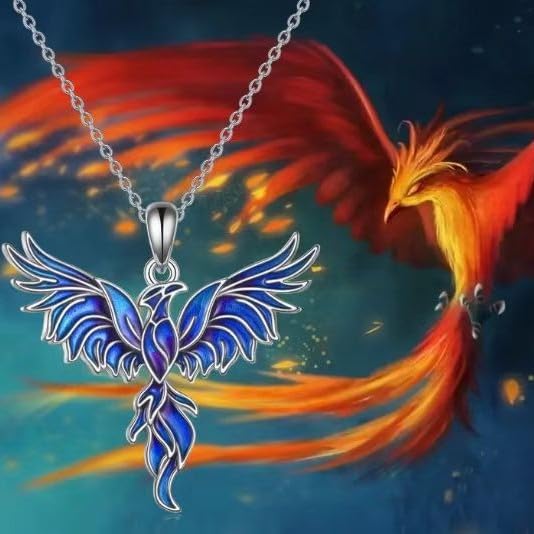 Phoenix Pendant Eco-friendly Alloy Phoenix Pendant Vintage Ice Blue Phoenix Necklace2