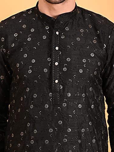 Image of Uri and MacKenzie Embroidery Silk Men's Kurta Pyjama Set