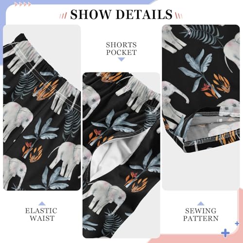 ZZXXB Retro Tropical Elephant Boys Long Pants Soft Trousers Elastic Waist Kids Lounge Bottoms with Pockets S-XL4