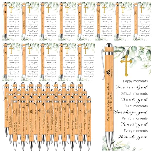 Stylos et cartes avec verset de la Bible chrétienne en lot de 60 pour église