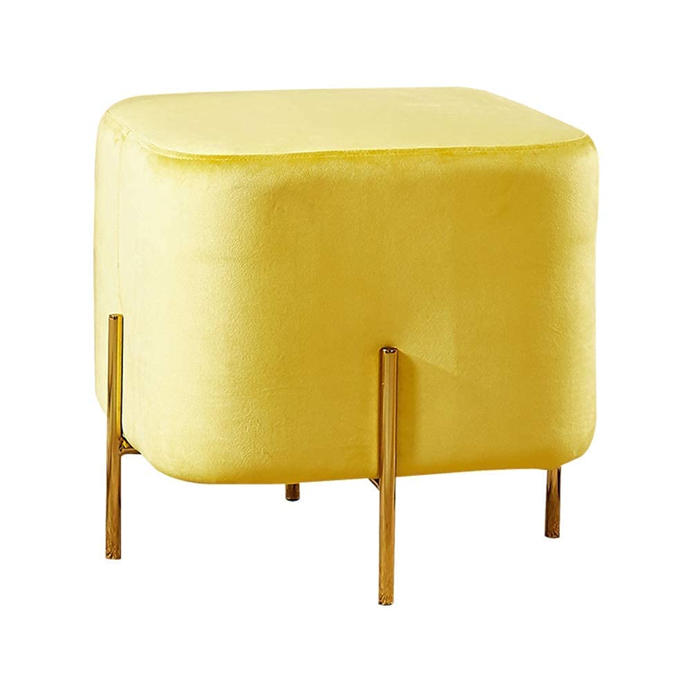 Siège en velours rembourré de luxe 45x43cm jaune carré