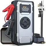 Jump Starter Power Pack with Air Compressor, 5000A 150PSI Car Battery Booster Jump Starter (10L Gas/8L Diesel Engines),12V Power Bank Jump Box with Large Digital Display, Jump Leads