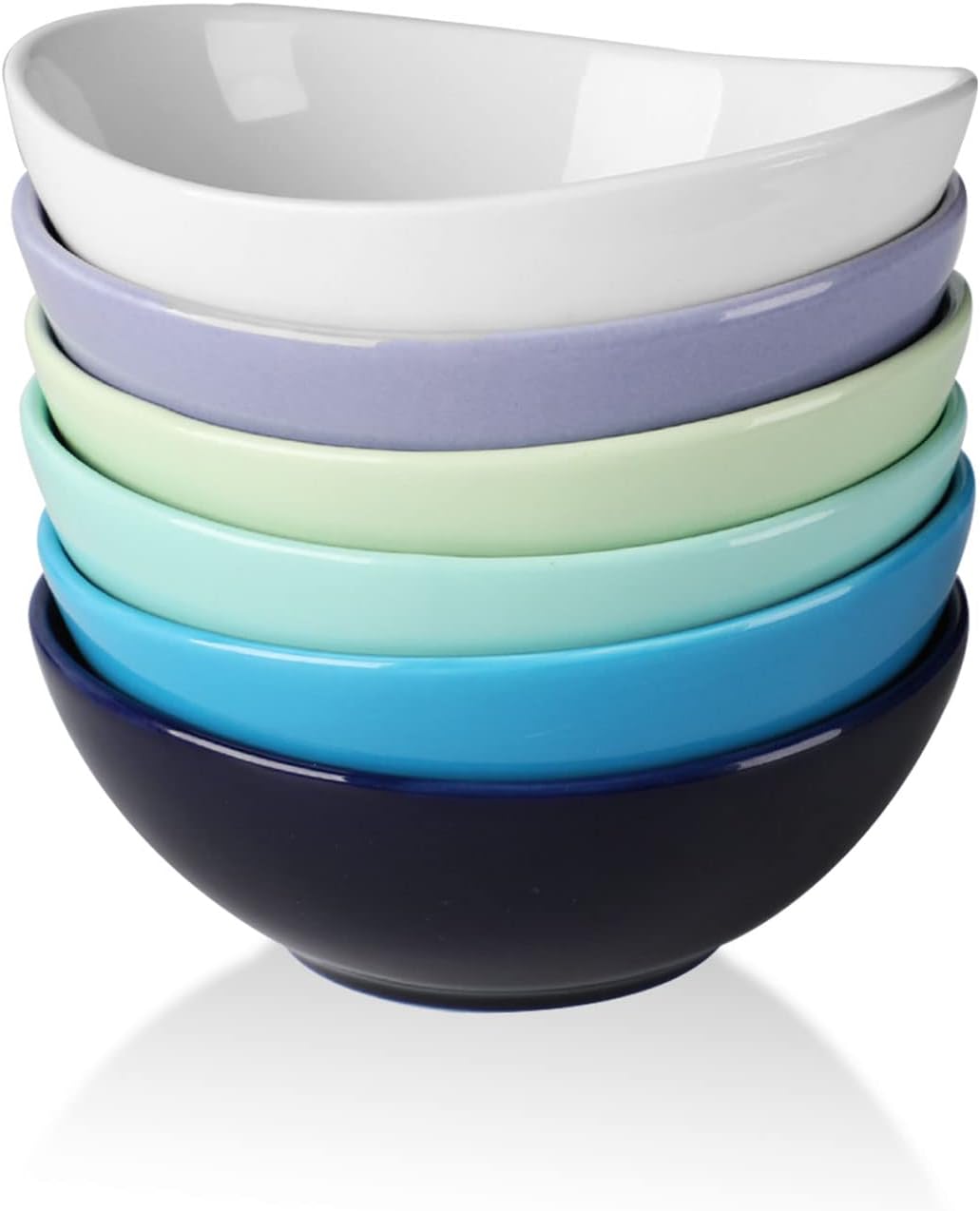 amhomelCeramic Bowls, 10 Ounce for Dessert, Ice Cream and Condiments, Small Bowls for Side Dishes, Chip Resistant, Dishwasher and Microwave Safe, Set of 6(Cold assorted colors, 5 Inch)