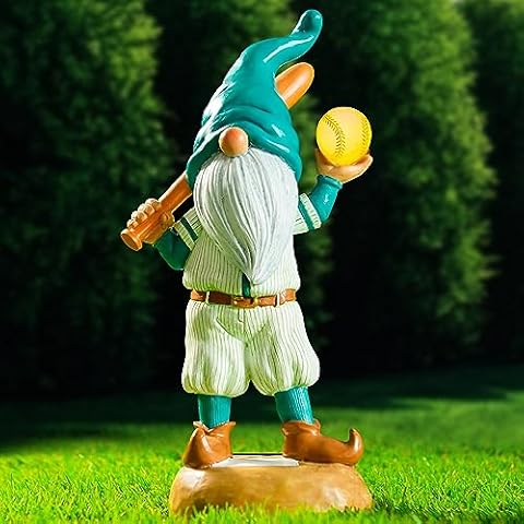 Redwix Baseball Garden Gnome with Solar Light Ball, Funny Gnomes 11.8" for Yard Decorations Outdoor, Garden Statues Outdoor Clearance, Solar Garden Statues Cover