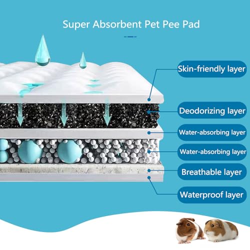 PEFAVPRO Guinea Pig Pee Pads, Disposable Rabbit Cage Liners, Charcoal Odor Controlling Absorbent Waterproof Pee Pads for Hamster, Bunny, Ferret, Chinchilla and Other Small Animals (18" x 13", 120 PCS) by PEFAVPRO - Used condition - Image 3