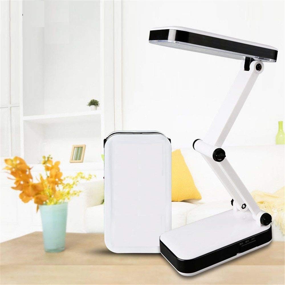 Piccola lampada da tavolo a LED, lampada da lettura pieghevole, funzionamento a batteria, girevole a 360