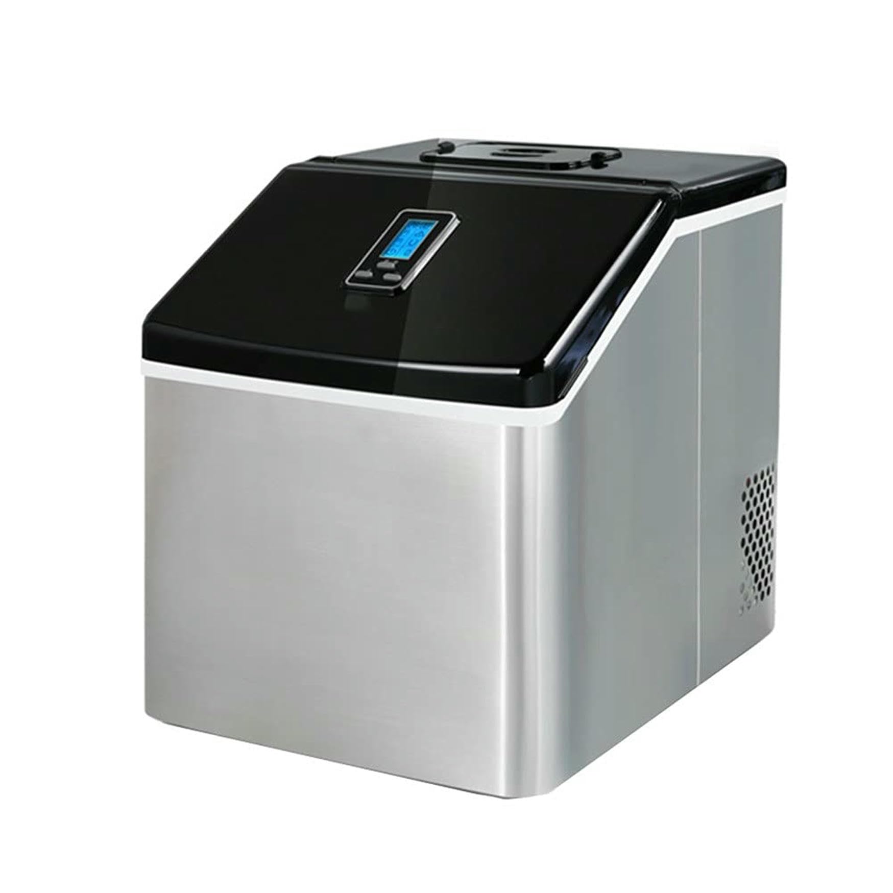 Fabbricatore di Ghiaccio per Uso Domestico Commerciale, 55 libbre/24 Ore Portatile, 24 cubetti Pronti in 10-15 Minuti, Acciaio Inossidabile, Basso Rumore