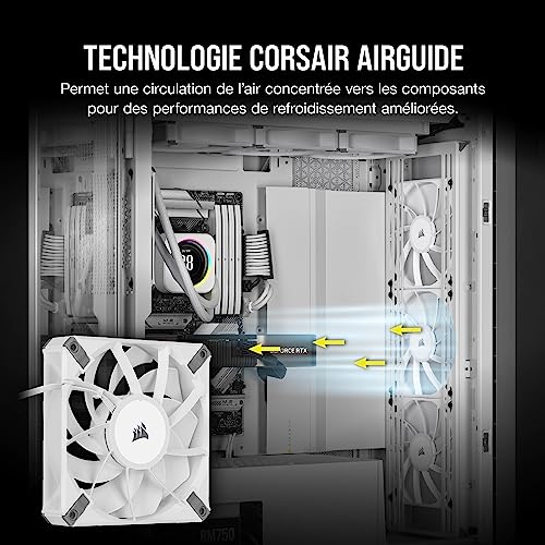 Corsair iCUE AF120 RGB ELITE 120mm PWM Kit de Trois Ventilateurs - Huit LED RGB Par Ventilateur - Technologie AirGuide - Palier Fluid Dynamic - Contrôleur iCUE Lighting Node CORE Inclus - Noir