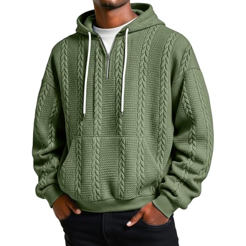 Mens Hoodies Pullover Quarter Zip Fleece Lined Hoodie Kangaroo Pocket - image 1