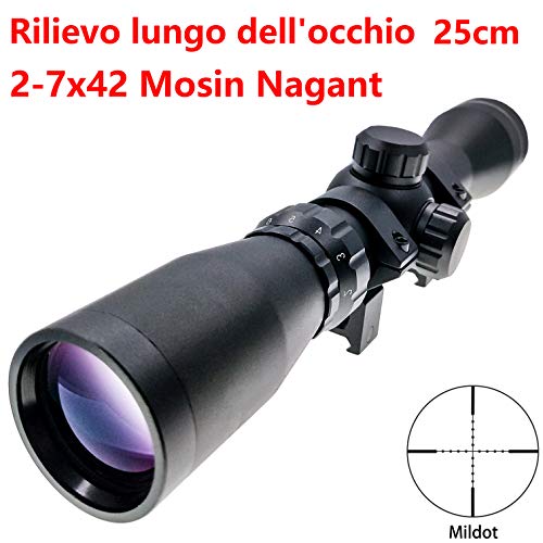 Feyachi M40 Red Dot Magnifier Relief Rifle Scope Second Focal Plane Riflescopes with Dead-Hold BDC MOA Reticle, 1 inch Tube