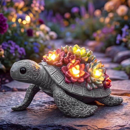 Lavezee Solar Turtle Garden Decor with Succulent-Outside Turtle Statue for Yard Patio Balcony Backyard Outdoor Decoration-Housewarming Christmas Birthday Gifts Women Mom Grandma - image 1