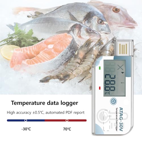 Image of Temperature Data Logger LCD Single Use USB Data Recorder with PDF Report 180Days Atag-30V 1