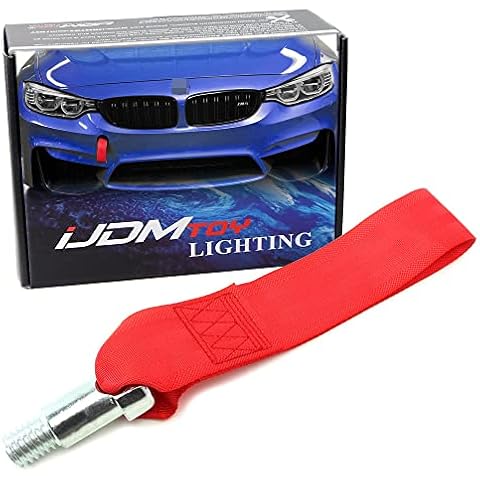 iJDMTOY (1) Red High Strength Racing Tow Hook Strap Set For BMW 1 2 3 4 5 Series Front/Rear Bumper Towing Hole (Only fit F10 F11 F20 F21 F22 F30 F31 F32 F33 F80 F81 F82, Does not fit E90 E92 E60 BMWs) Cover