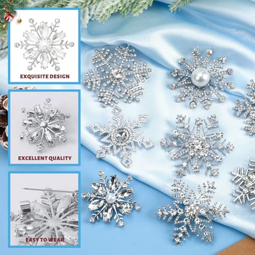 Image of 12Pcs Winter Snowflake Pins Brooch Christmas Jewelry Gift for Women