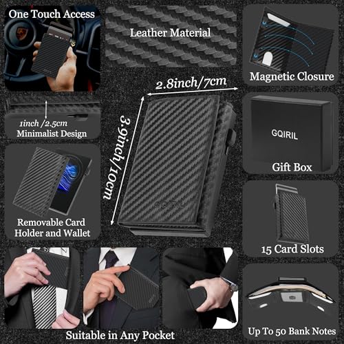 Slim Pop Up Wallet for Men - RFID Blocking Minimalist Magnetic Wallet with Gift Box, Case Money Cash Slot, Smart Pop Up Credit Card Holder, Boyfriend Mens Father Husband Birthday Festival Gifts2