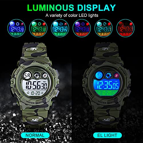 Image of GOLDEN HOUR Watches for Kids Digital Sport Waterproof Boys Girls Watch Outdoor 12 /24 H Alarm EL Backlight Stopwatch Military Child Wristwatch Ages 3-15