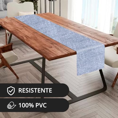 1 Caminho Trilho Mesa Impermeável PVC Florença Azul C 42x140