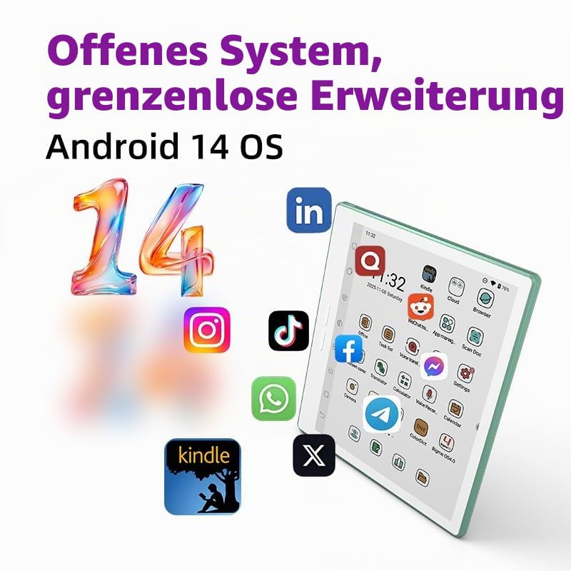 Bigme B7 Pro 7-Zoll-Farb-ePaper-Tablet mit 8+256GB Speicher und 4G-Telefoniefunktion (Grün)