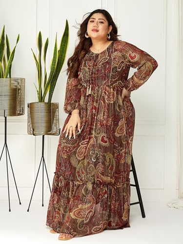 Image of Miss Chase A+ Women's V-Neck Three-Quarter Sleeve Floral Wrap Chiffon Midi Dress