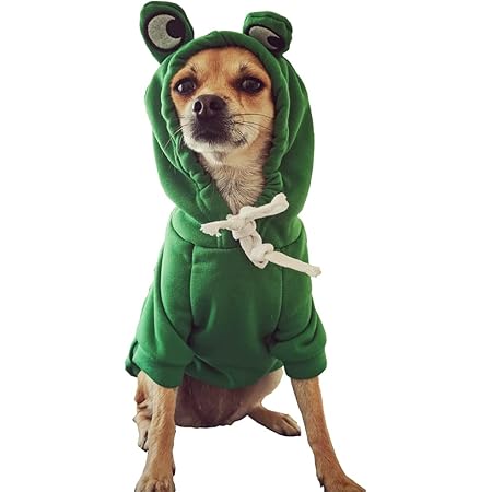 Amazon ペット服 犬服 コスプレ 秋冬 防寒 柔らかい ドッグウェア 厚手 コスチューム 仮装 猫服 変身服 可愛い 小中型犬 面白い クリスマス ハロウィン L カエル Guanguan ペット用品 通販