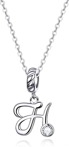Miniatura 3 de Abalorio de letra de plata de ley 925 con piedras cúbicas iniciales de la A Z, opciones de regalo del alfabeto, dije colgante para regalo