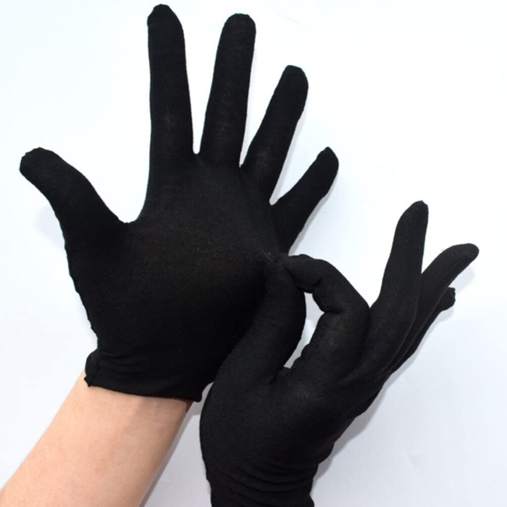 FRCOLOR 12pares Guantes De Protección Laboral De Algodón Negro Delgados Para Seguridad El Trabajo Uso Múltiple y Comodidad Jardinería y Carpintería