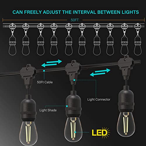 Goodsmann Outdoor String Lights Low Voltage Patio Lights Outdoor Waterproof 10 Pcs Led Decrative Lights Hanging Outdoor Lighting With 50Ft Wire For Party Garden Backyard Decoration #TOP4