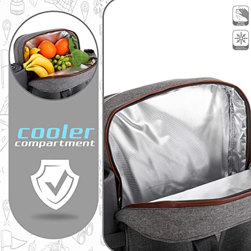 ALLCAMP Picnic Backpack - Insulated Cooler Bag with Compartment, Detachable Wine Glass Holder, Throw Blanket & Cutlery Set, 2 Person Picnic Set for Family Outings, Couple Gifts (Gray) by ALLCAMP OUTDOOR GEAR - Image 8