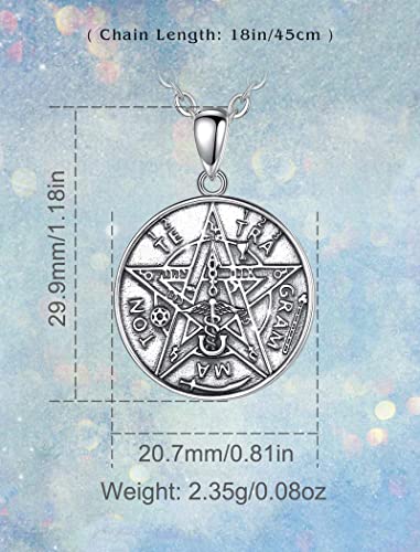 Infuseu Tetragrammaton Amuleto De Protection Pentagram Necklace For Women Coin Pentacle Pendant Gothic Witch Jewelry Occult Talisman Amulet Gifts Sterling Silver #TOP5